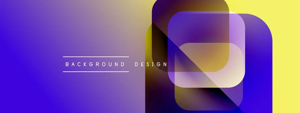 Abstract gradient background. Overlapping rounded squares create dynamic visual Stock Illustration