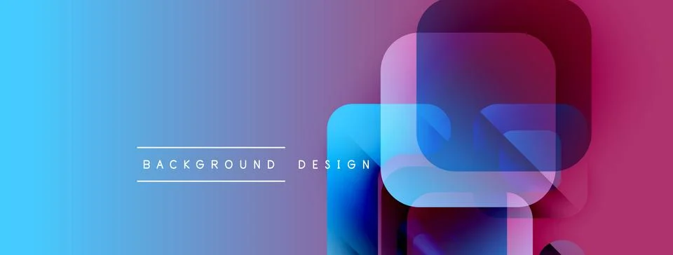 Abstract gradient background. Overlapping rounded squares create dynamic visual Stock Illustration