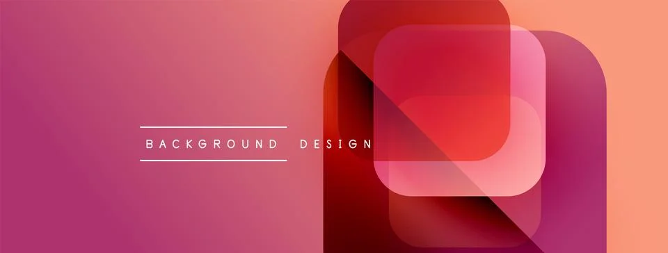 Abstract gradient background. Overlapping rounded squares create modern visual Stock Illustration