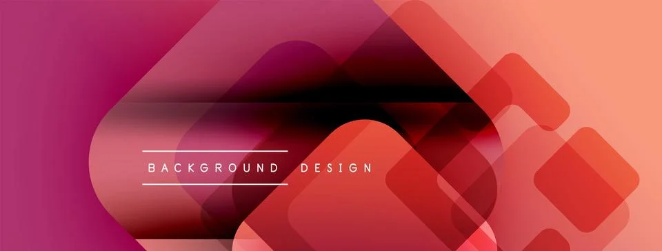 Abstract gradient background. Overlapping shapes create modern design. Red, pink Stock Illustration