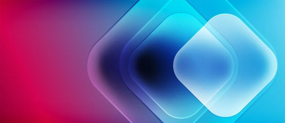 Abstract gradient background. Overlapping squares create depth, using vibrant Stock Illustration