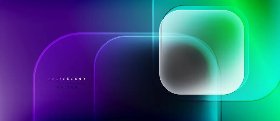 Abstract gradient background. Overlapping squares, curves create modern visual Stock Illustration