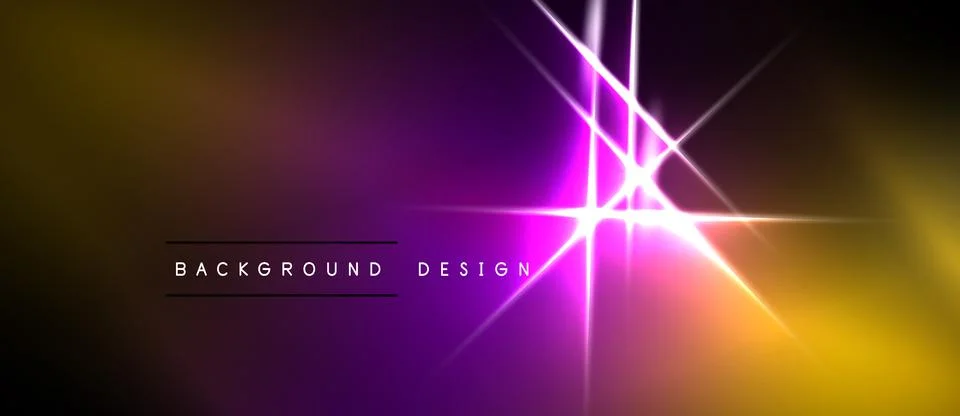 Abstract gradient background. Purple, yellow hues blend. Bright lines radiate Stock Illustration