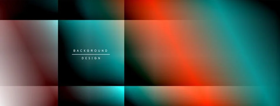 Abstract gradient background. Rectangular shapes blend red, teal, black hues. Stock Illustration