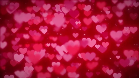 Abstract gradient background with red hearts shape flowing - infinite loop 003 Stock Footage 168617157