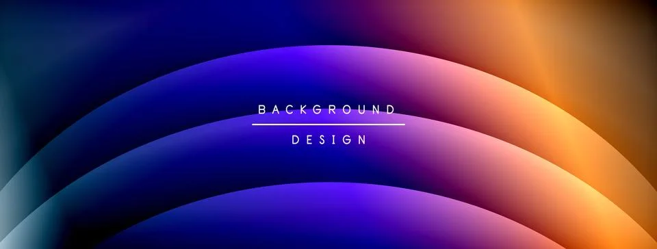 Abstract gradient background. Smooth curves blend purple, blue, orange hues. Stock Illustration