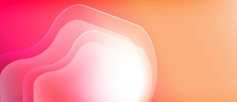 Abstract gradient background. Soft curves blend pink, orange, white hues. Illustrazione stock