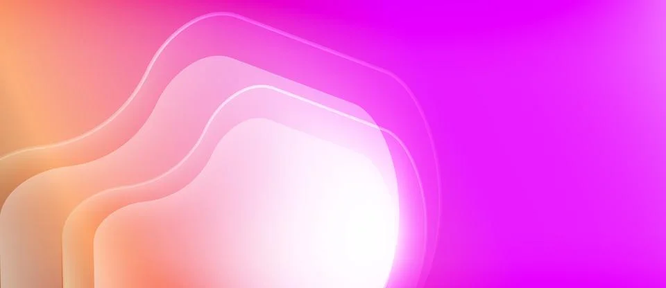Abstract gradient background. Soft waves blend peach, pink, purple hues. Bright 库存插图