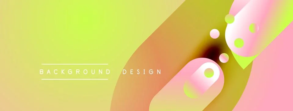 Abstract gradient background. Soft yellow, pink hues blend. Bubbles, shapes 스톡 일러스트
