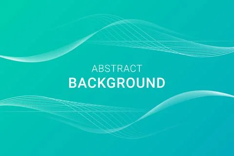 Abstract gradient background with thin waves. Green and blue Stock Illustration