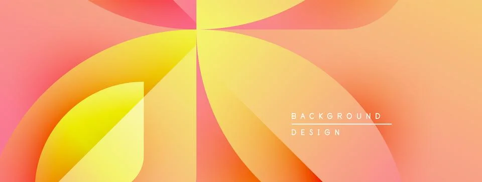 Abstract gradient background. Warm colors blend, creating dynamic petal shapes. Stock Illustration