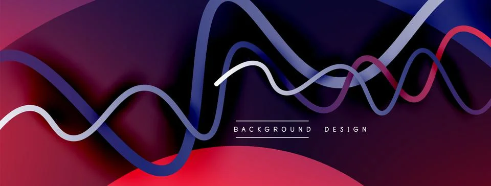 Abstract gradient background with wave line with shadow effect. Geometric Stock Illustration