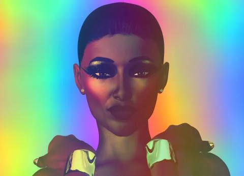 Abstract Gradient Background with Womans Face Stock Illustration