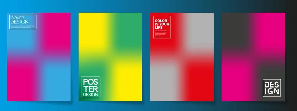 Abstract Gradient Backgrounds with Blurred Colors and Text Stock Illustration