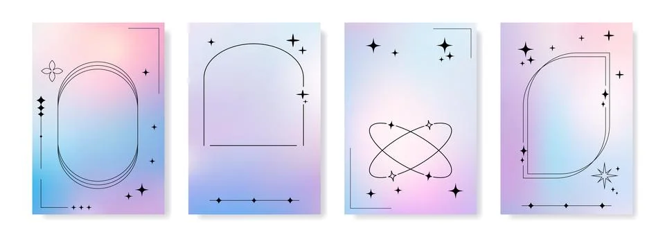 Abstract Gradient Backgrounds Featuring Beautifully Decorative Line Element.. Stock Illustration