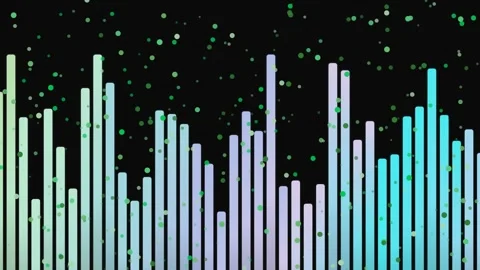 Abstract Gradient Bars with Green Dots on Black Background Stock Footage 331483254