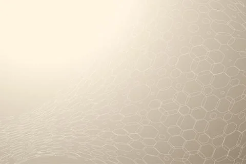 Abstract gradient beige background with white hexagon mesh. Stock Illustration