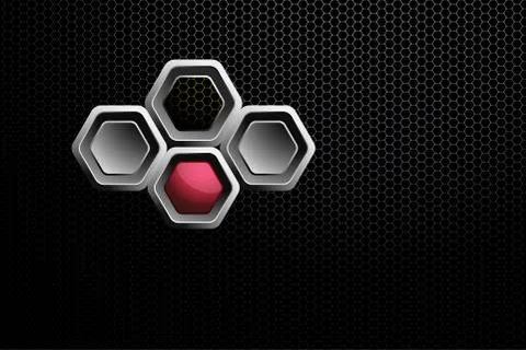 Abstract gradient black and white mesh background with hexagon gray, yellow a Stock Illustration