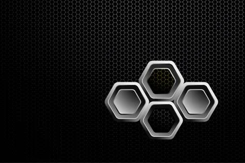 Abstract gradient black and white mesh background with hexagon gray and yello Stock Illustration