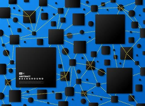 Abstract gradient black geometric on blue tech background. Stock Illustration