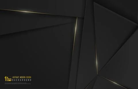 Abstract gradient black paper cut design template overlapping with gold. Stockillustratie