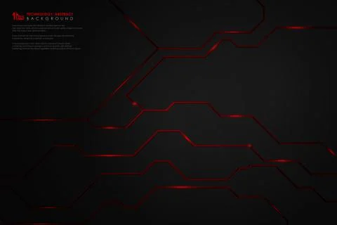 Abstract gradient black technology on red line background. illustration Illustrazione stock