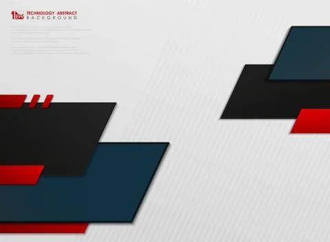 Abstract gradient blue and red tech template future on white background. Stock Illustration