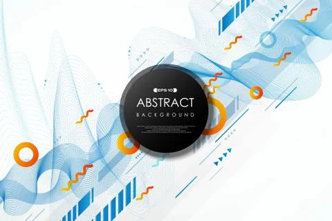Abstract gradient blue and yellow color tech wavy line pattern of futuristic 스톡 일러스트