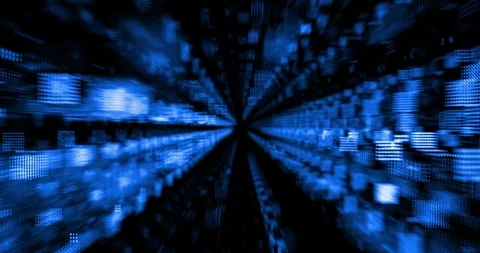 Abstract gradient blue background with bokeh and particles flowing with ray Video stock 103082743