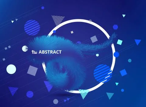 Abstract gradient blue color tech of realistic 3D feathers line decoration Stock-Illustration