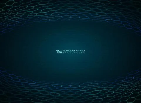 Abstract gradient blue hexagon pattern technology design background. Stock Illustration