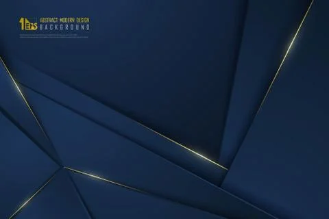 Abstract gradient blue luxury design of overlap template with gold line Stock-Illustration