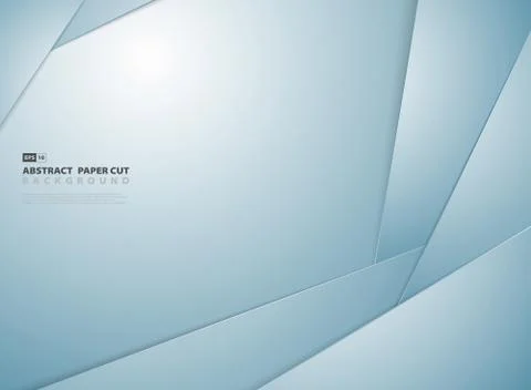 Abstract gradient blue paper cut shape pattern design background. Illustrazione stock