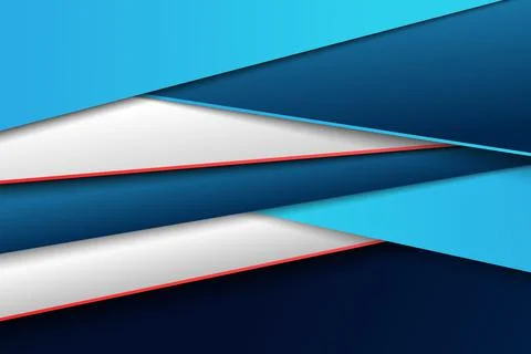 Abstract gradient blue of paper cut tech template design with white and red Stock Illustration
