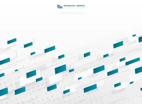 Abstract gradient blue square pattern geometric technology cover template Stock Illustration