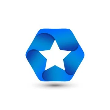 Abstract Gradient Blue Star Hexagonal Logo Design Template Premium Vector 스톡 일러스트