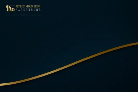 Abstract gradient blue with stripe line gold design decorative background. Illustrazione stock