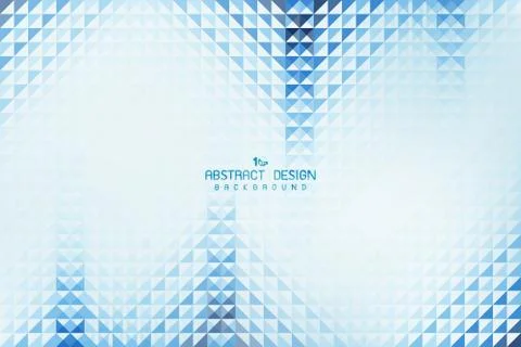 Abstract gradient blue triangle pattern design on white mesh background. Stockillustratie