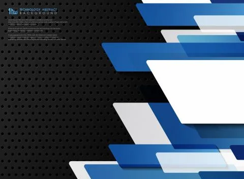 Abstract gradient blue vector template of technology on black steel texture Stock Illustration