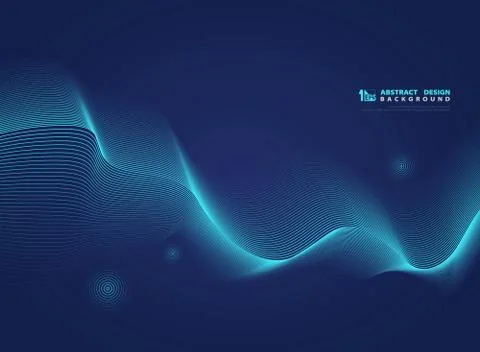 Abstract gradient blue wavy line pattern modern science design. illustration Stock Illustration