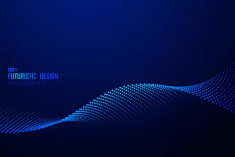 Abstract gradient blue wavy line of particle pattern artwork background. Illustrazione stock
