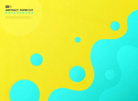 Abstract gradient blue wavy pattern design decoration on yellow background. 스톡 일러스트