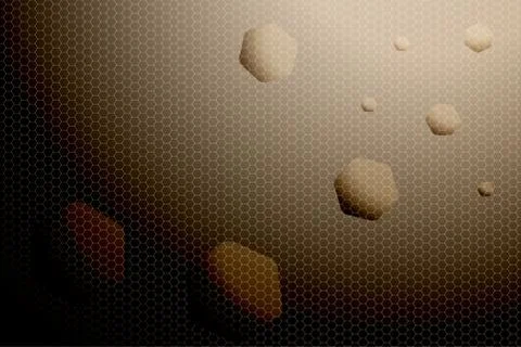 Abstract gradient brown mesh background with brown convex hexagons of differe Stock Illustration