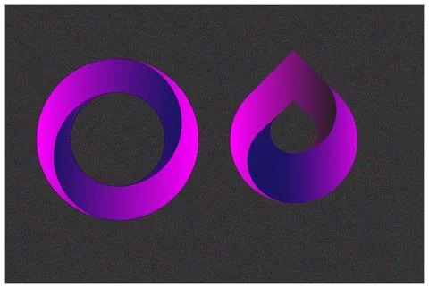 Abstract Gradient Circle and Water Drop Logo Design Stock Illustration