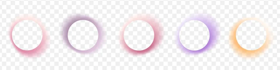 Abstract gradient circle frames set. Colored light glow round buttons. Vect.. Stock Illustration