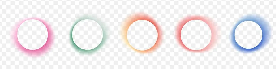 Abstract gradient circle frames set. Colored light glow round buttons. Vect.. Stock Illustration