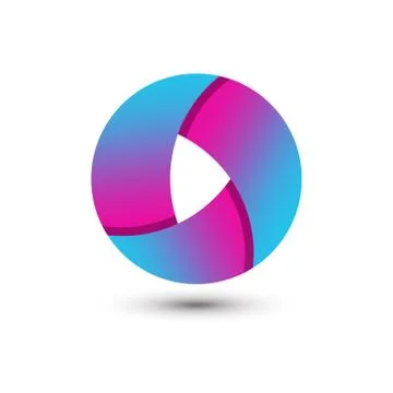 Abstract Gradient Circle Media Play Logo Design Template Premium Vector Illustrazione stock