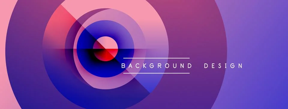 Abstract gradient circles create dynamic visual effect. Purple, blue hues Stock Illustration