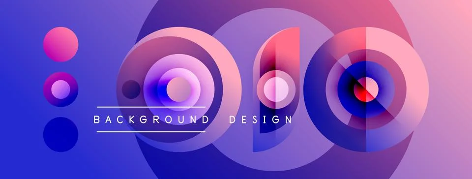 Abstract gradient circles create dynamic background. Purple, blue, pink hues Stock Illustration