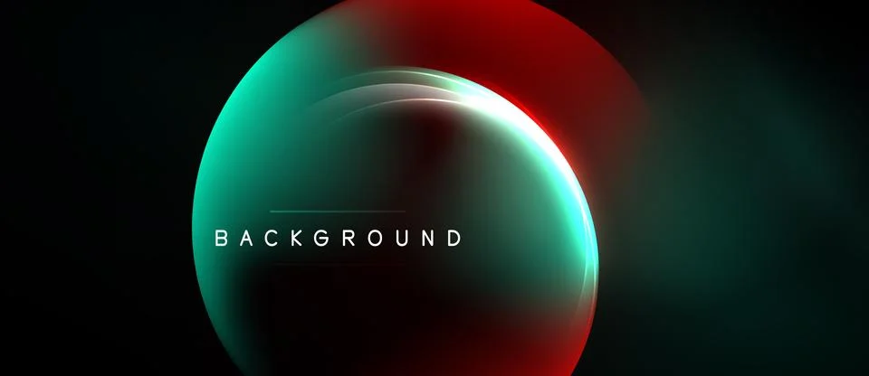 Abstract gradient circles overlap, creating vibrant visual effect. Text Illustrazione stock